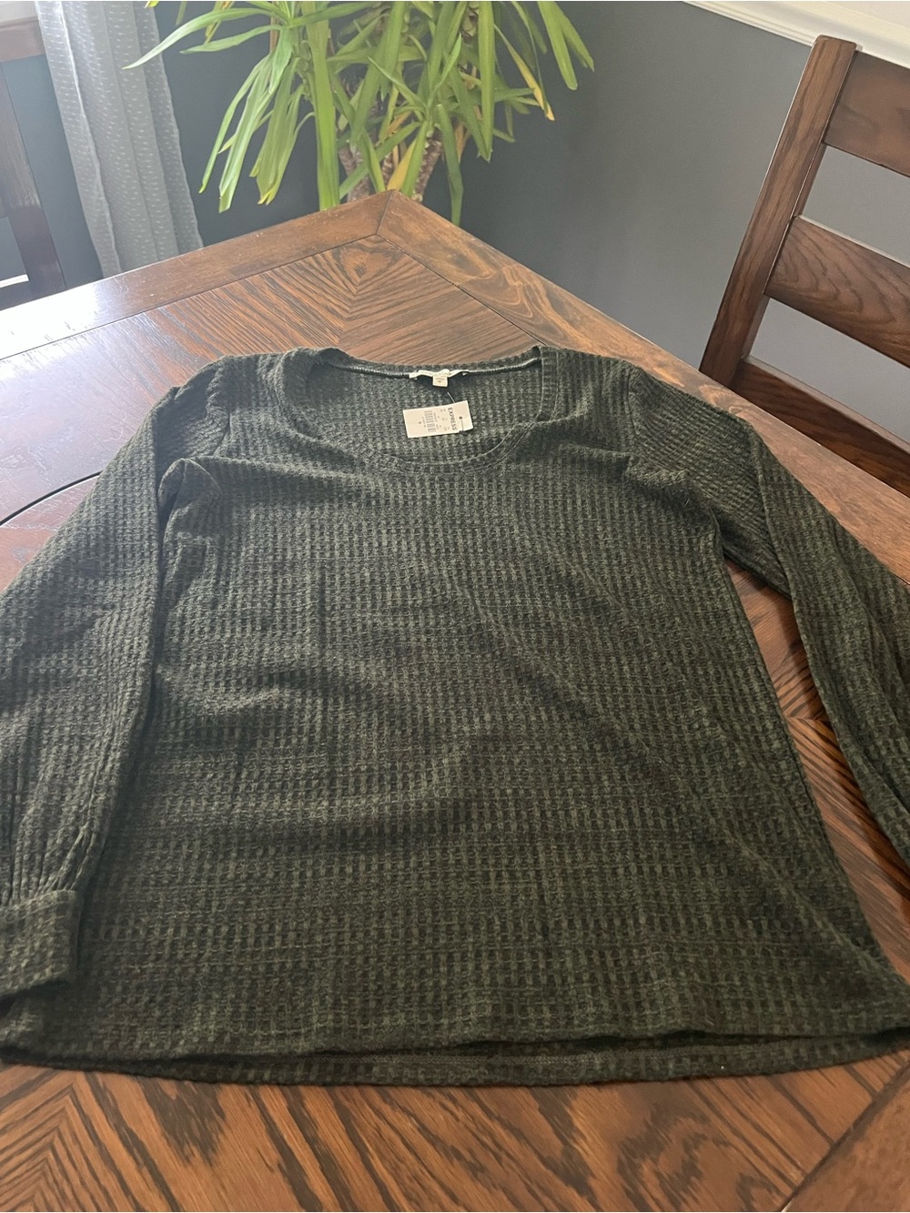 Express Women’s M Gray & Black Solid Knit Crew Neck Long Sleeve Pullover # 707